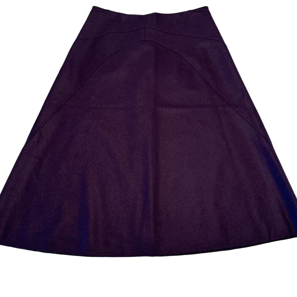 THE FOLD Ciano Plum Purple 100% Virgin Wool A-Line Midi Skirt Women's 12